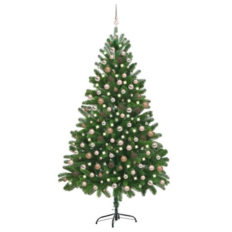 Árbol de Navidad artificial con LED y bolas verde 210 cm Leroy Merlin