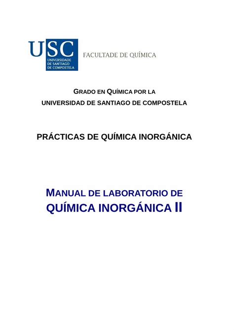 Pdf Pr Cticas De Qu Mica Inorg Nica Una Descripci N Pormenorizada