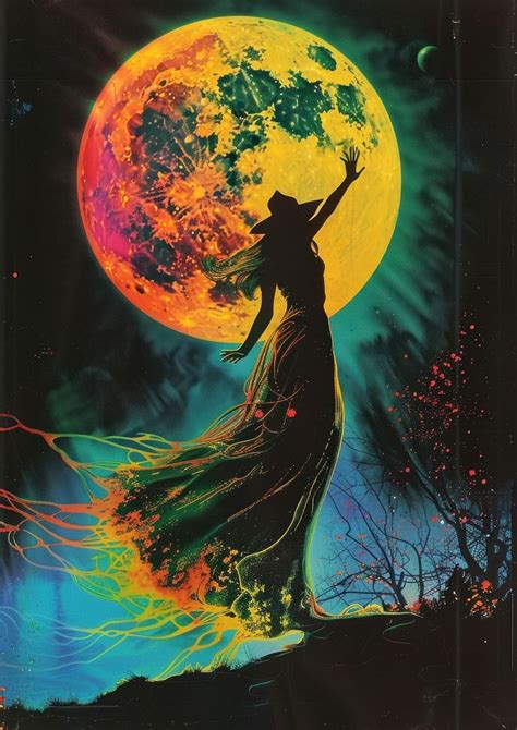 witch dancing moon art astronomy | Free Photo Illustration - rawpixel