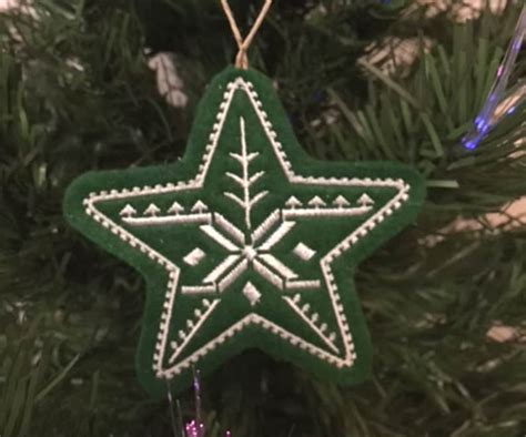 Swedish Star Christmas Ornament Embroidered on Green Felt With - Etsy