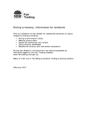 Fillable Online Fairtrading Nsw Gov Ending A Tenancy Information For