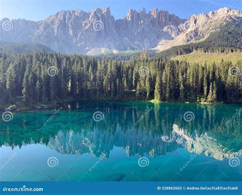 Karersee Lago Di Carezza In South Tyrol Stock Photo Image Of Landmark