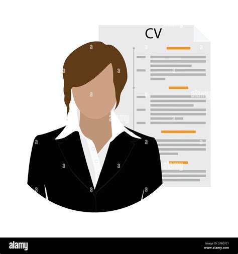 Vector ilustración mujer empresaria mayor carácter con CV o curriculum