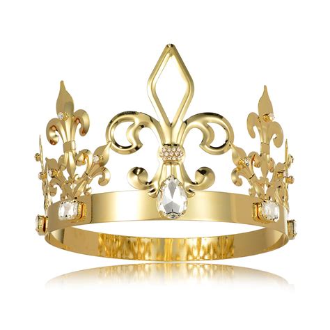 Buy King Crown Costume Round Metal Crystal Tiara Adult Male Standard