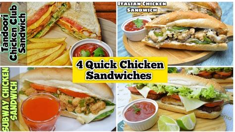 4 Quick And Easy Chicken Sandwiches Chicken Sandwich Recipe Easy Chicken Sandwich Recipe Youtube