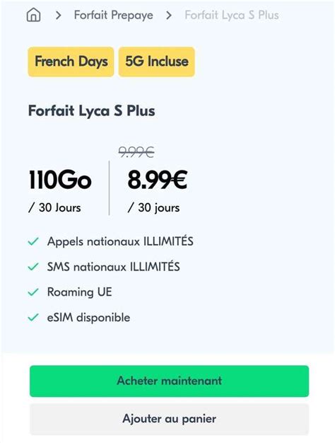 Forfait mobile 5G Lycamobile Appels SMS illimité 110 Go DATA 11 Go