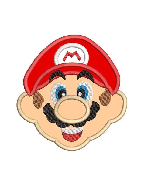 Face Super Mario Applique Embroidery Design - INSTANT DOWNLOAD ...