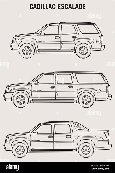 2006 Cadillac Escalade Car Blueprint Stock Vector Image And Art Alamy