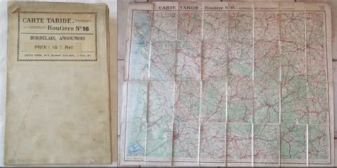 ANCIENNE CARTE ROUTIÈRE entoilée TARIDE N16 BORDELAIS ANGOUMOIS