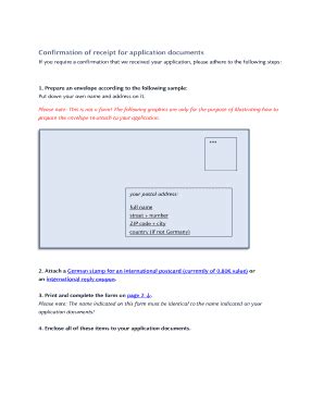 Fillable Online Confirmation Of Receipt For Application Documents Fax