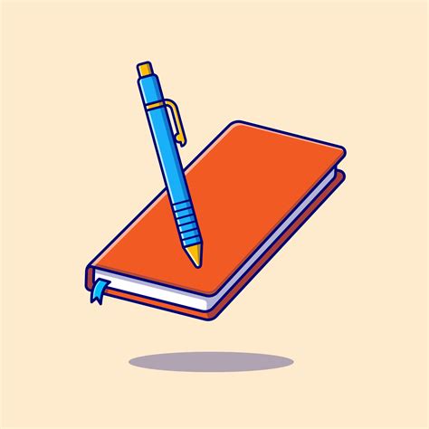 Book And Pen Cartoon Vector Icon Illustration Education Object Icon