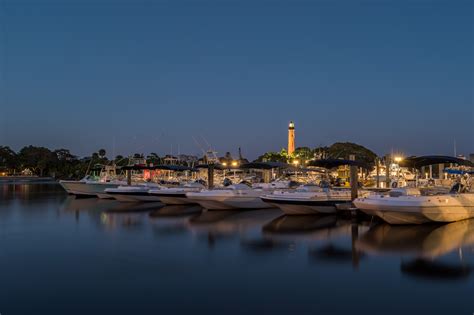 Jupiter Inlet Lighthouse Blue Hour Colors from Marina | HDR Photography ...