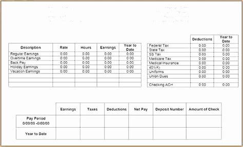 44 Check Stub Template For Excel