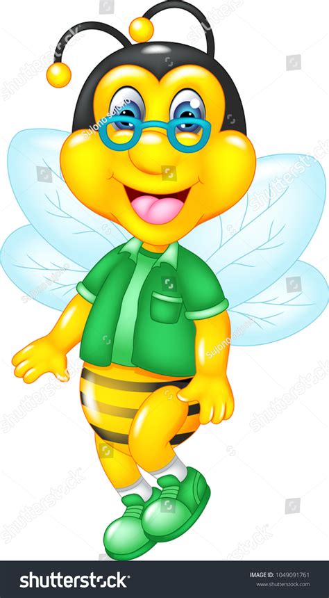 Funny Bee Cartoon Posing Smile Stock Vector Royalty Free 1049091761