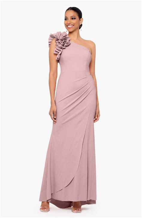 Xscape Evenings Ruffle One Shoulder Scuba Crepe Gown Nordstrom In