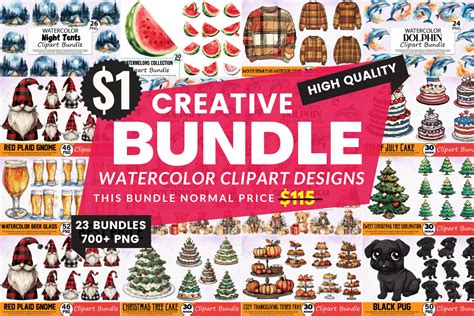 Creative Mega Watercolor Clipart Bundle Bundle · Creative Fabrica