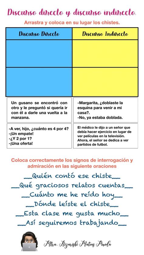 Discurso Directo Y Discurso Indirecto Worksheet Clases En Linea