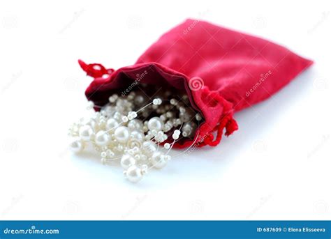 Pearls In Red Pouch Stock Image Image Of Purse Jewelry 687609