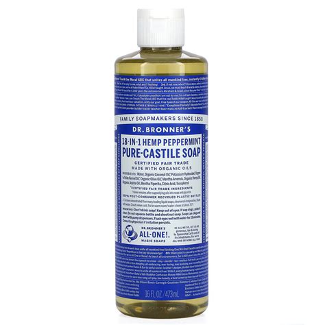 Dr Bronner S 18 In 1 Hemp Pure Castile Soap Peppermint 16 Fl Oz