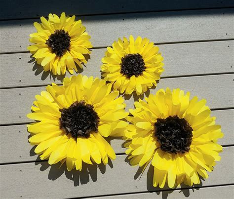 Sunflower Tissue Paper Flowers 2 Large 15 And 2 Small Etsy Tissue Paper Flowers Paper