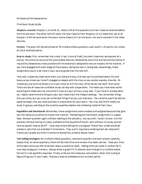 Final Exam Study Guide MC Version 2 - Principles of Microeconomics