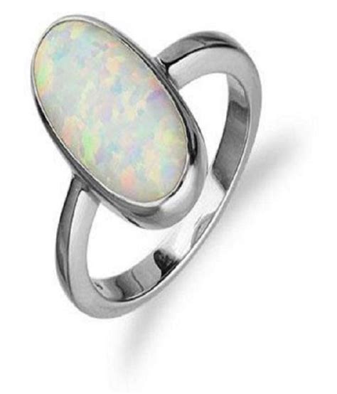 Ratti Natural Lab Certified Stone Silver Opal Ring By Ratan Bazaar