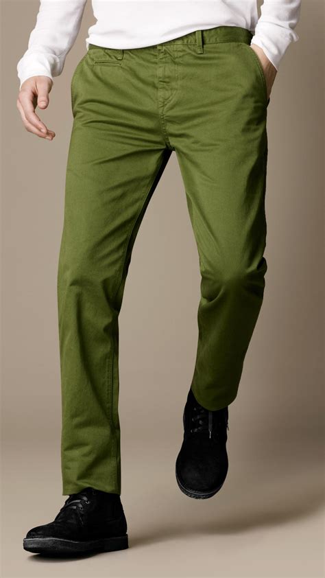 Lyst Burberry Brit Slim Fit Cotton Chinos In Green For Men