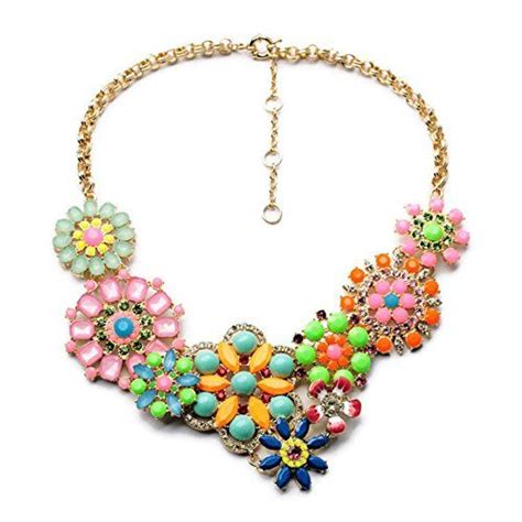 Midnightgirls Colorful Multi Color Crystal Statement Necklace Bib