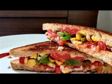 Corn Capsicum Cheese Sandwich Sweet Corn Sandwich Vegetable