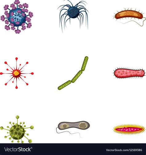 illness icons set cartoon style royalty  vector image