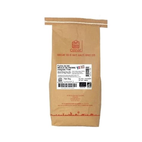 Farine De Blé Intégrale T150 Bio 5kg Celnat