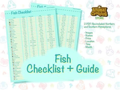 Animal Crossing Fish Checklist Northern And Souther Hemisphere Animal