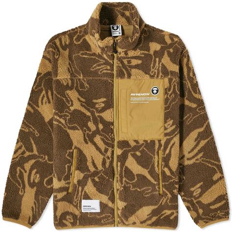 Mens Aape Now Camo Fleece Jacket In Yellow Aape By A Bathing Ape