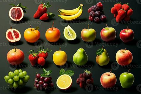 Collection snapshot showcasing a variety of different fruit types AI ...