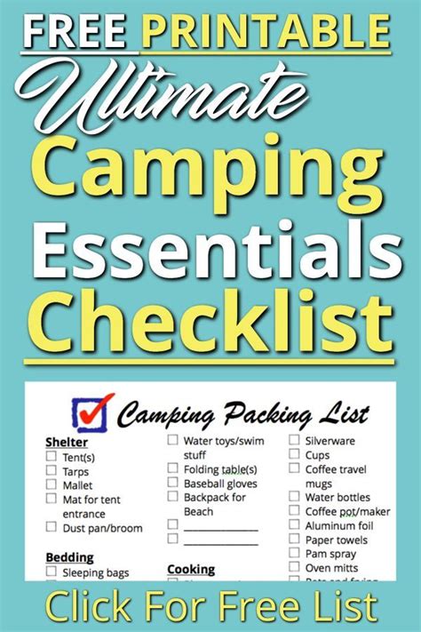 Printable Family Camping Checklist