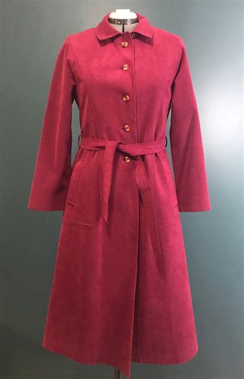 Vintage S Faux Suede Trenchcoat Coat Jacket Long Gem