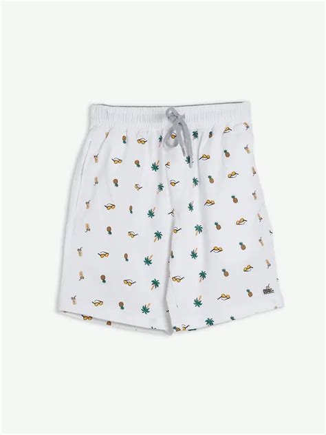 Xn Replay Printed White Cotton Shorts G3 Mso0644 United States