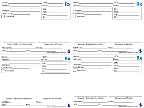 Printable Blank Prescription Template Pdf Printable Templates