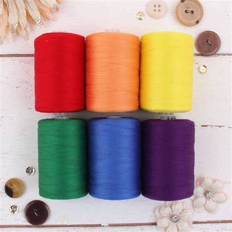 Threadart 100 Cotton Thread Set 6 Rainbow Colors 1000m 1100 Yards