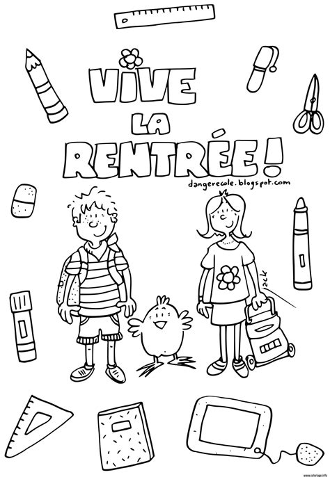 Coloriage Deux Etudiants Pour La Rentree Scolaire Maternelle Dessin