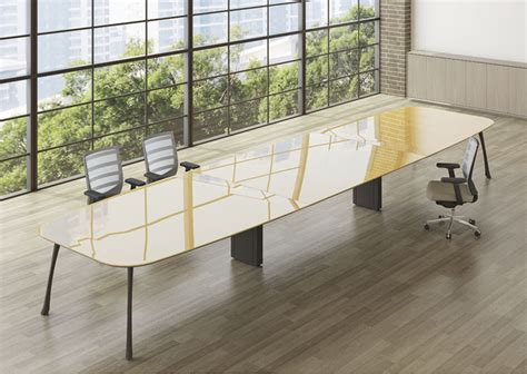 Modern Oval Tempered Glass Top Conference Table - XINDA CLOVER