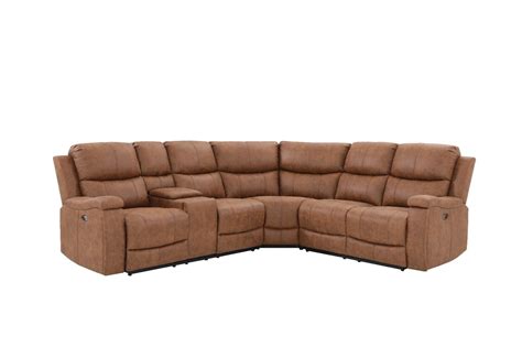 Modern Living Room 3-Piece Power Reclining Sectional Brown Hidden Cupholder Storage Stylish ...