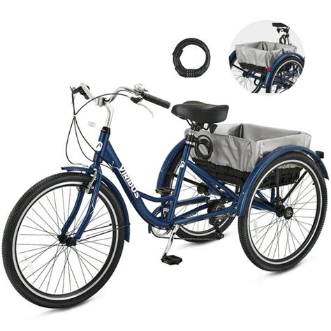 Viribus 26 Adult Tricycle 7 Speed Three Wheel Bike Adult Trike With Dual Chains Blue Walmart Ca