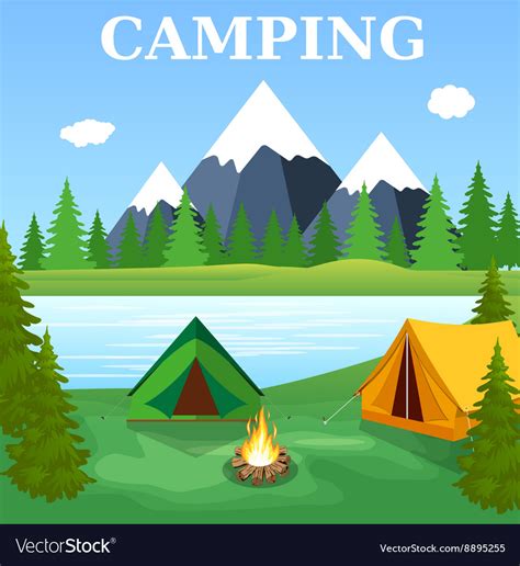 Flat camping Royalty Free Vector Image - VectorStock