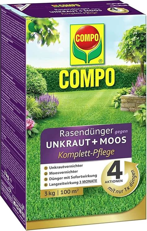 COMPO Rasendünger gegen Unkraut Moos Komplett Pflege Rasendünger mit