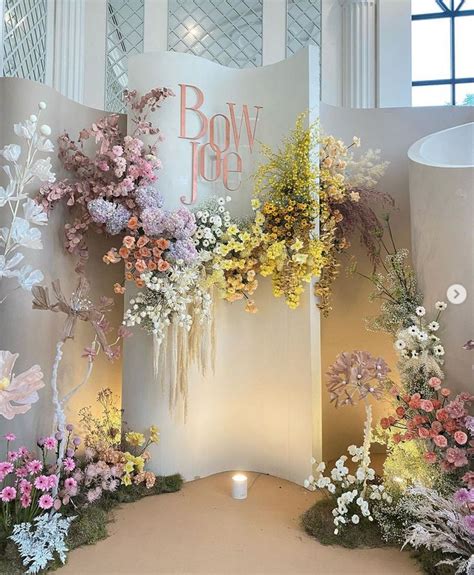 Colorful Pastel Floral Backdrop Install | Wedding stage decorations ...