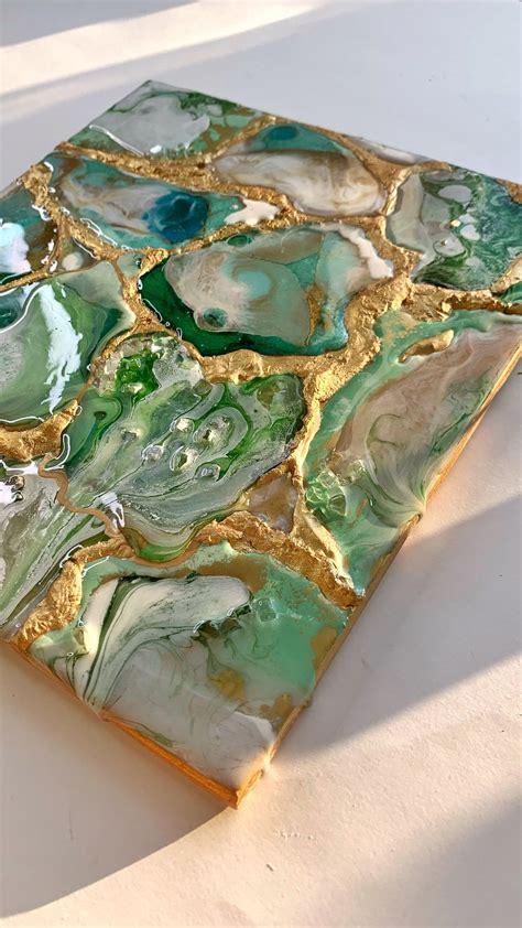 Geode Resin Green Art Epoxy Emerald Agate Painting Best T Etsy