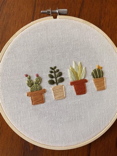 Potted Cacti Embroidery Plant Embroidery Embroidery Hoop Modern