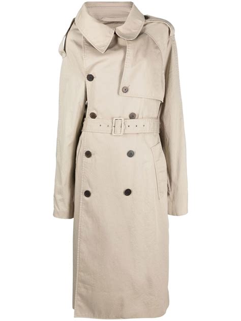 Balenciaga Asymmetric Off Shoulder Trench Coat Farfetch