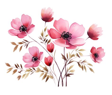 Pink Watercolor Flowers Isolated 27851975 Png